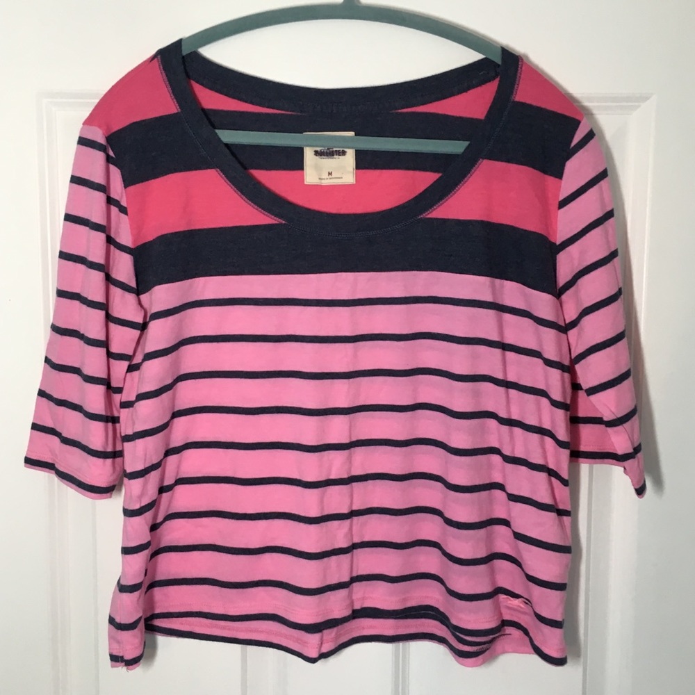 3/4 Length Sleeve Pink Striped T-shirt